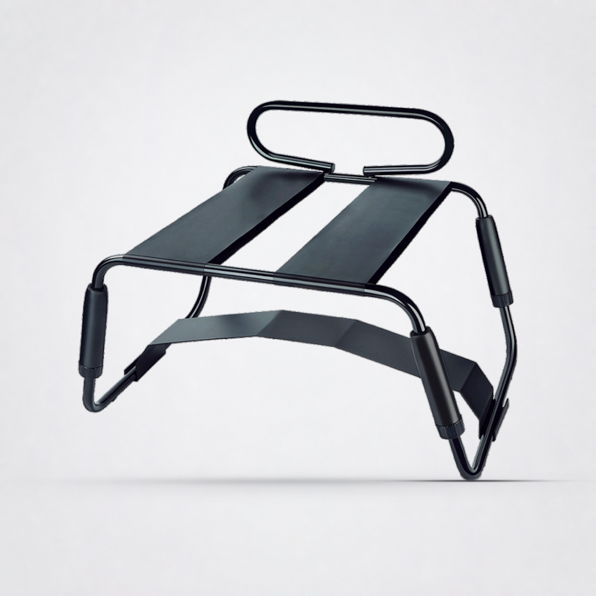 Black Temptasia Surrender Sex Chair on The Luv Coach neutral studio background