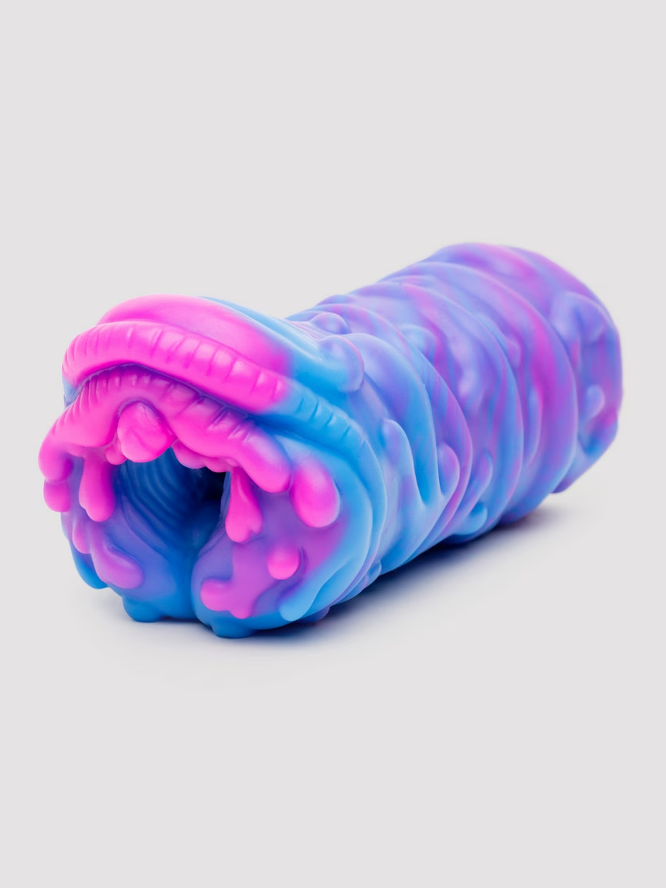 The Creature Str*ker in blue, purple and pink, angled side view