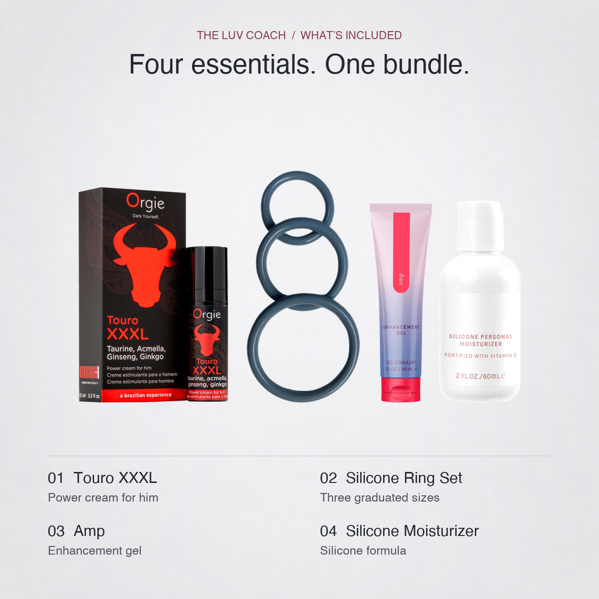 Four essentials included in the Ultimate Power Hard for Him Bundle