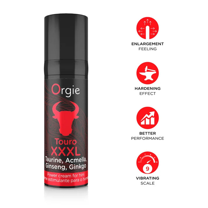 Touro XXXL power cream bottle with enlargement feeling, hardening effect, better performance, and vibrating scale information