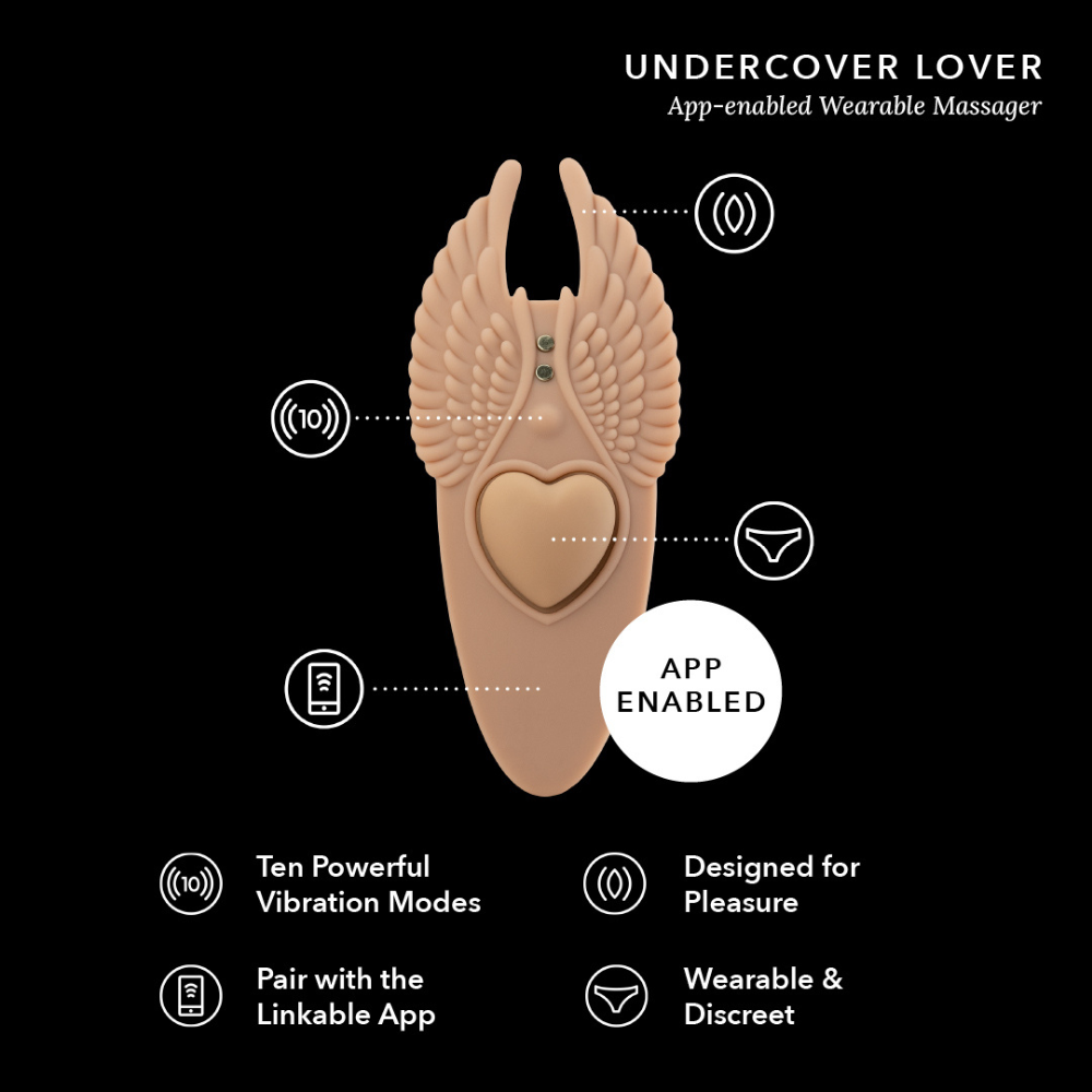 Undercover Lover app-enabled wearable massager features and vibration modes