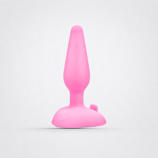 Beginner Vibrating Rechargeable Silicone Butt Plug on a light neutral studio background