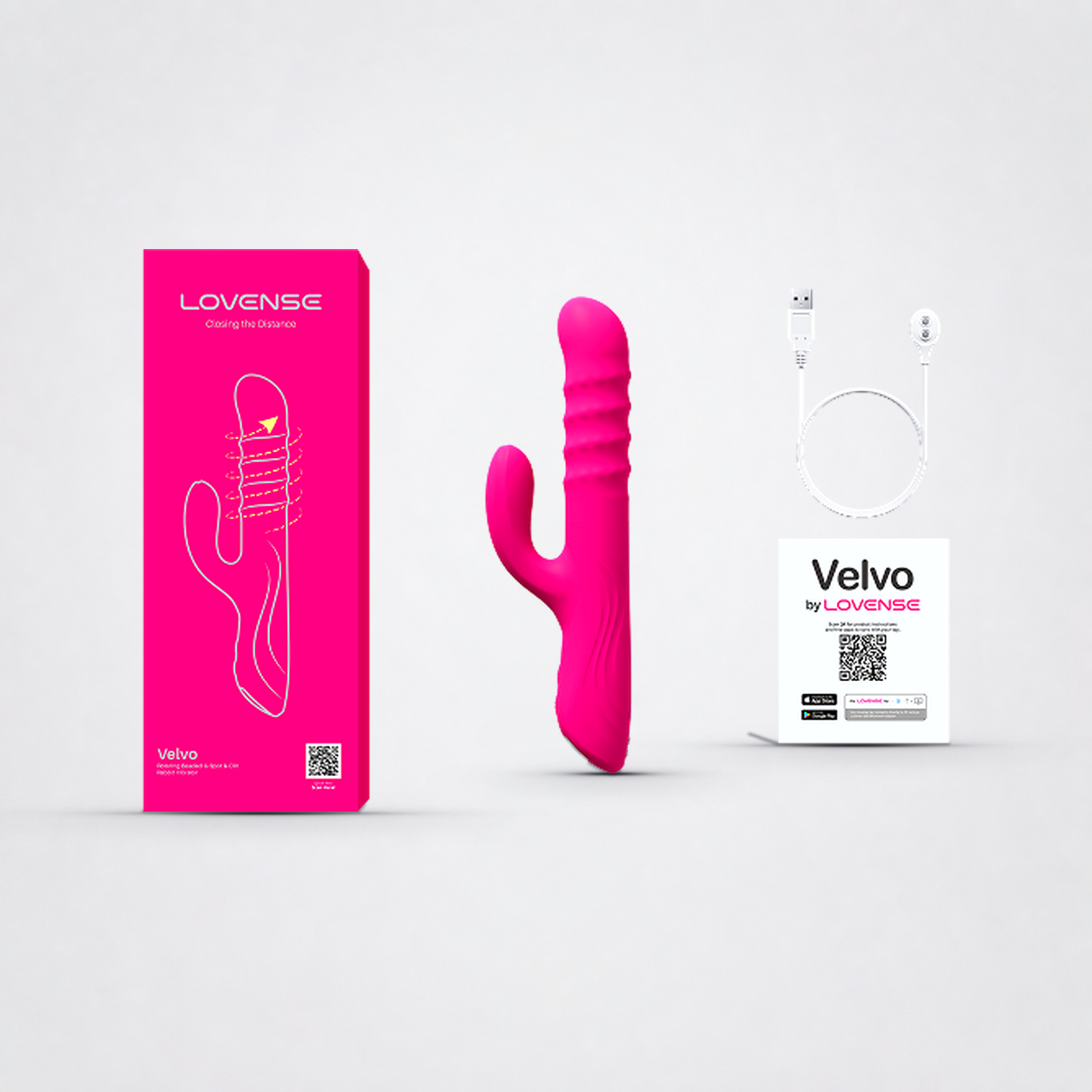 Velvo product, packaging and included materials