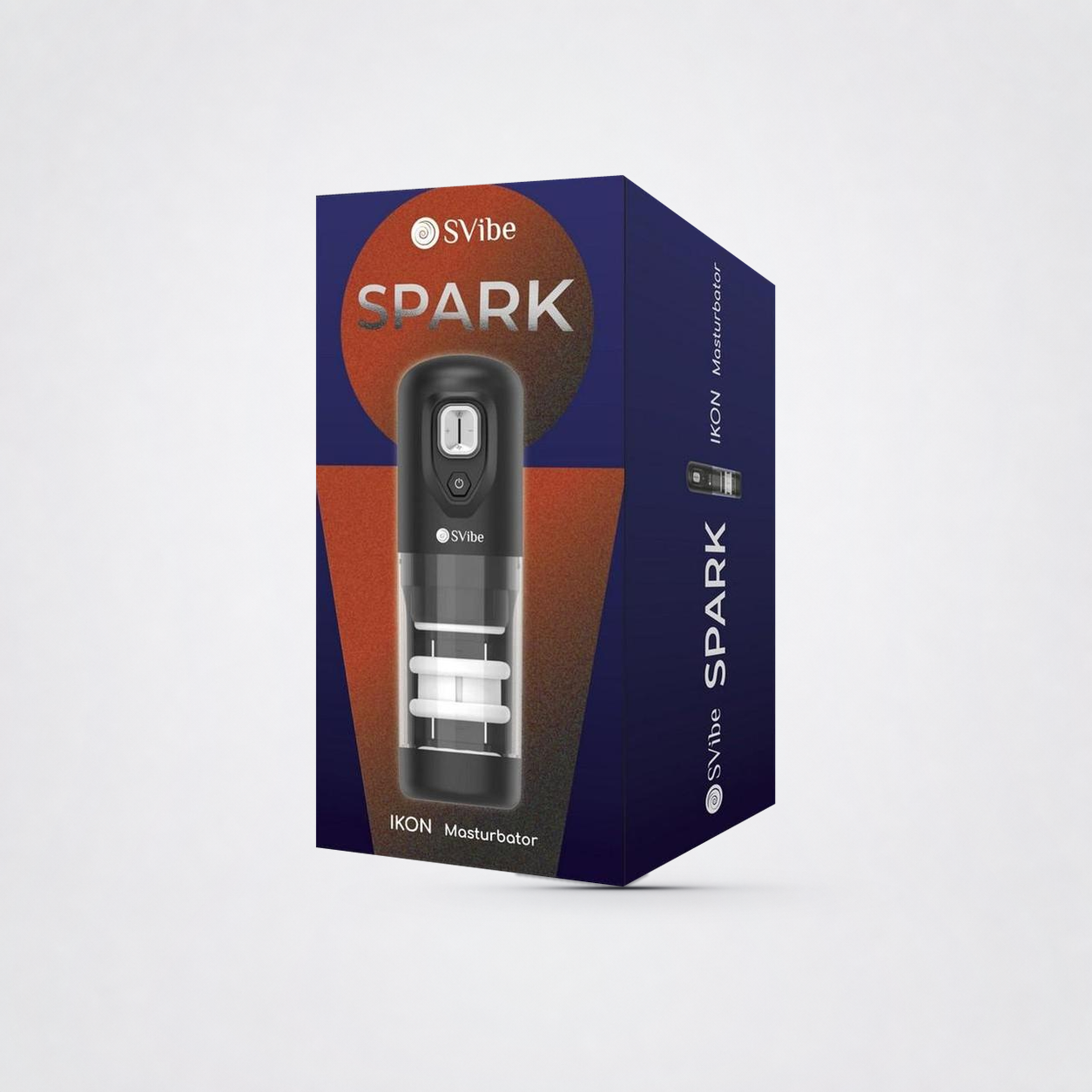 SVibe Spark retail packaging on The Luv Coach grey studio background