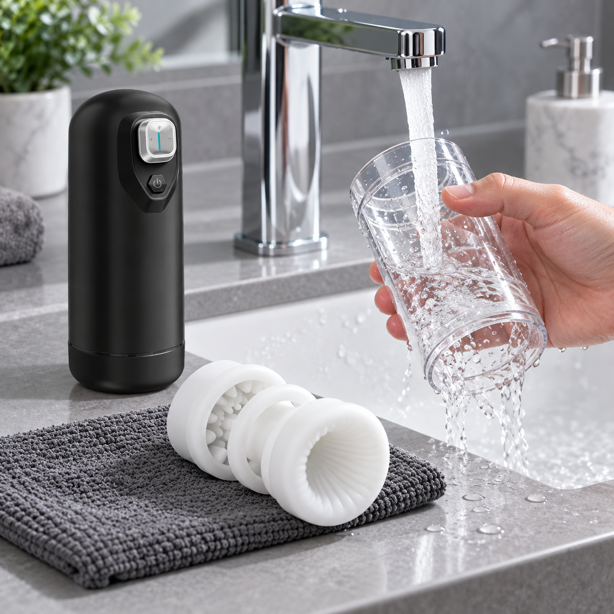 Spark's removable transparent chamber rinsed while the powered body remains dry